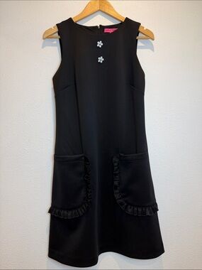Betsey Johnson ' Black Sleeveless Dress with Pocket Ruffle Detail